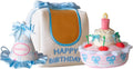 Birthday Cake Snuffle Toy Set, Interactive Enrichment Plush Cake with Squeaker Candle, Treat-Hiding Pocket in Cherries, 