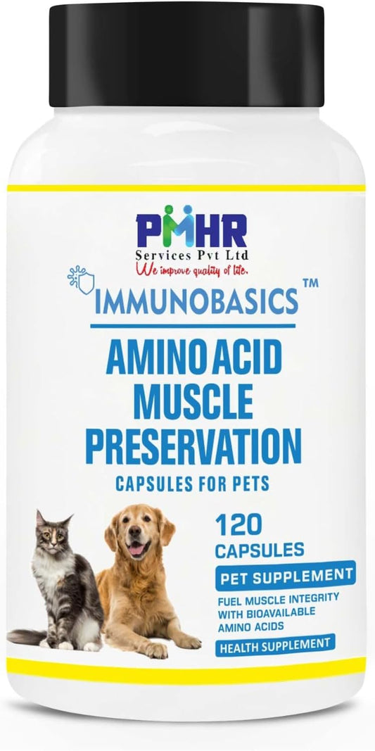 Amino Muscle Preservation Capsules for Dogs & Cats | BCAA 2:1:1 & L-Carnitine L-Tartrate | Muscle Health & Daily Vitalit