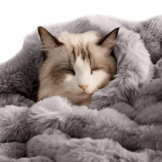 SOMAHE Cat Blanket, Reversible Sherpa & Bubble Fleece Pet Throw, Ultra-Soft Plush for Indoor Cats, Machine Washable, Anti-Static, Warm & Cozy, 22"×18" Inch Gray