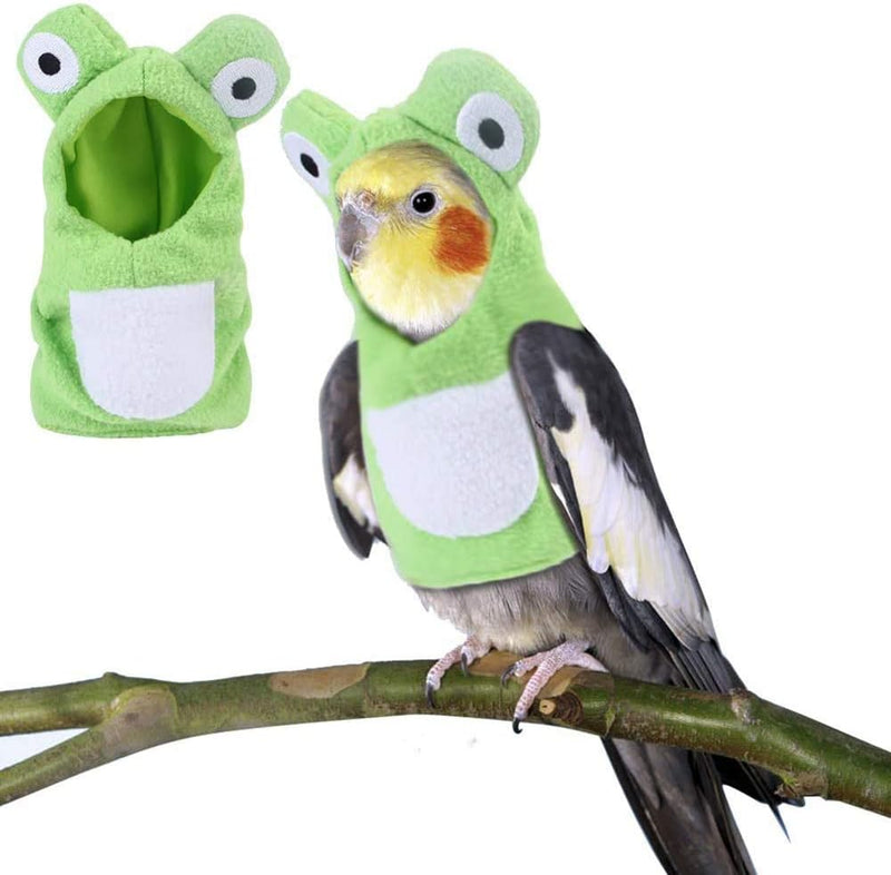 Sun Conure Bird Diaper Flight Suit Frog Shape Hoodie Cosplay Photo Prop for Parrots African Greys Parakeet Cockatiel, Bi