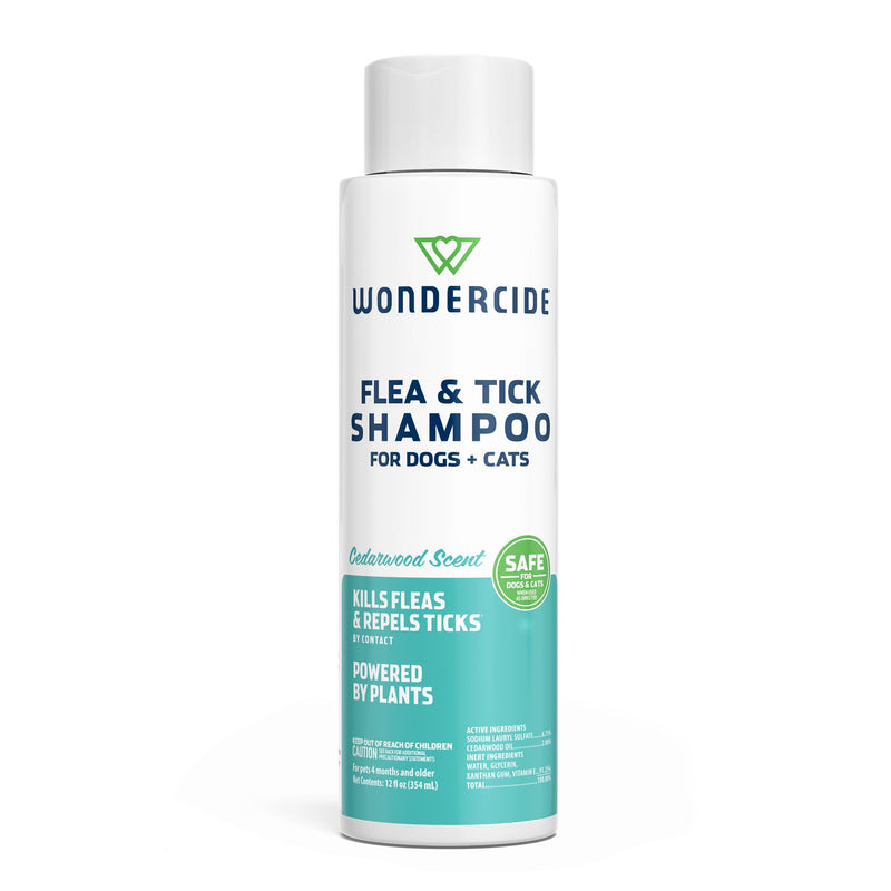 Wondercide - Flea & Tick Shampoo for Dogs and Cats - Flea and Tick Treatment with Natural Essential Oils - for Pets Over 4 Months - Powered by Plants - Cedarwood - 12 Fl oz