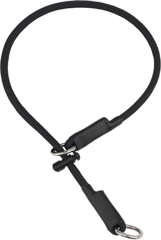 Martingale Dog Collar, 5/16” High-Strength Nylon Rope Slip Collar with Spring-Loaded Adjustable Stopper for Small, Mediu