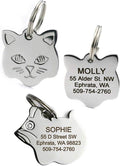 GoTags Cat ID Tag, Personalized Cat Shape Pet ID Tag in Stainless Steel, Includes up to 4 Lines of Custom Engraved Text – Stainless Steel, Kitty Face