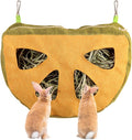 Hanging Hay Bag, 4 Holes Rabbit Hay Feeder Guinea Pig Feeding Bag with 2 Hooks for Bunny Hamster Chinchilla Small Animal