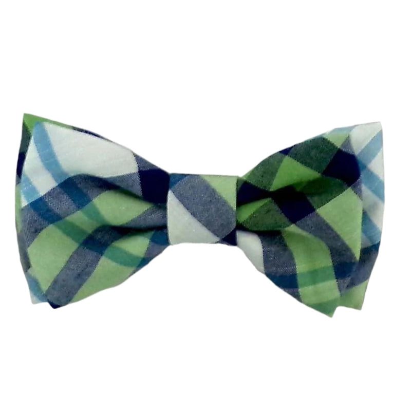 Huxley & Kent Pet Bow Tie for Dogs & Cats - Adjustable Hook & Loop Collar Accessory - Cute & Comfortable for Holidays & Celebrations - Lime Madras, Large