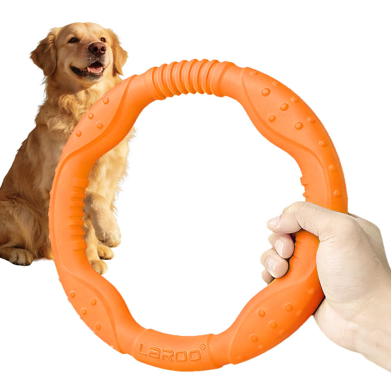 LaRoo Dog Ring Toy - Durable Flying Disc for Fetch, Water Floating & Training Tough, Chew-Proof Design for Aggressive Chewer Breeds, Easy-Throw Lightweight Frisbee for Medium/Large Dogs (Orange/30cm)