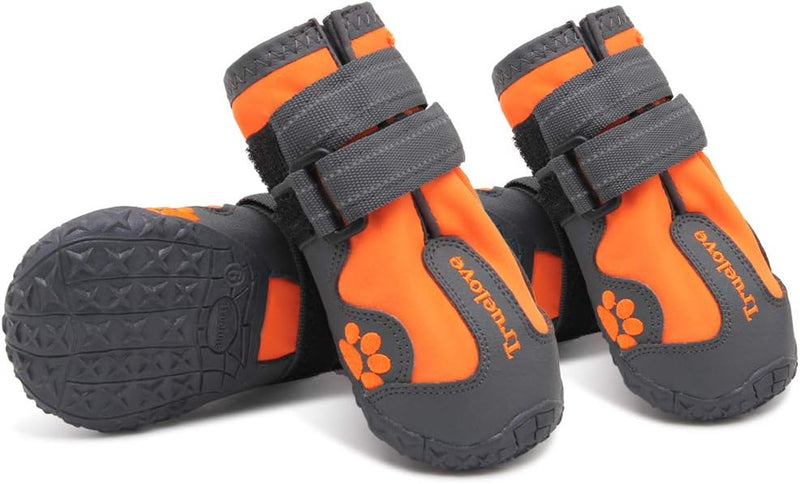 Truelove Dog Boots,Waterproof Pet Shoes with Reflective Straps for Paw Protectors Small Medium Large Dog Summer Winter S