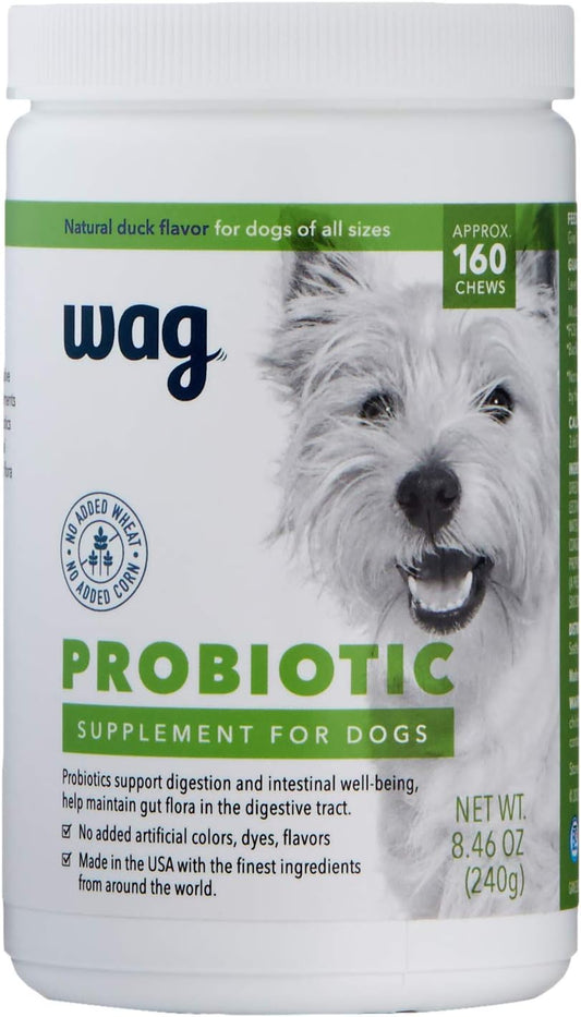 Brand - Wag Probiotic Supplement Chews for Dogs, Supports Digestive Health and Gut Flora, Natural Duck Flavor, 160 Count