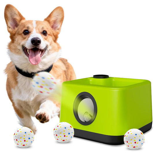 JDXSZ Automatic Dog Ball Launcher: Upgraded Auto/Manual Pet Ball Thrower Toy for Dog Indoor/Outdoor Play Include 4 Chew-Resistant Balls - Home,Park,Yard Dog Self Play Companion for Dog Parent