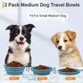 Kytely Collapsible Dog Bowls Medium, 2Pack Foldable Dog Travel Bowl, Portable Pet Water Food Bowl with Clasp, Pet Cat Fe