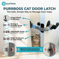 Adjustable Cat Door Latch to Keep Rooms Accessible for Pets, Dog-Proof Pet Gate Alternative for Feeding & Litter Box Are
