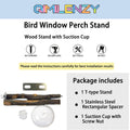 Portable Bird Perch Stand- T-Shaped Natural Apple Wood with Vacuum-Grip Suction Cup for Windows, Flat Tiles, Bath/Car/Travel - Durable & Safe for Parrots, Cockatiels, Lovebirds (Small to Medium Birds)