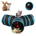 Mabaytir 3-Way Collapsible Cat Tunnel Tube Toy Black Blue — Interactive Play Tunnel with Hanging Ball & Peek Hole for Indoor Cats, Kittens, Puppies & Rabbits | Hours of Fun & Exercise