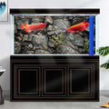 48X24IN Black Stone Aquarium Background, Rock Fish Reptile Tank Background, Natural Rocky Glass Bearded Dragon Terrarium