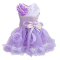 Dog Dress Luxury Puppy Skirt Clothes Princess Dresses Wedding Evening Tutu Skirt Rose Flower Bowknot Dresses for Small Dog Girl S Purple
