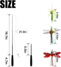 TTcat Cat Feather Wand Toys,Retractable Wand Toy with 3 Simulation Insects Dragonfly Grasshopper Refills,Interactive Cat
