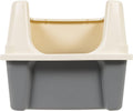 Amazon Basics Large Cat Litter Box with High Sides, Open Top for Easy Access, Includes Scoop with Storage, 19" x 15" x 11.75", Grey/Beige