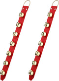 Frienda Hanging Jingle Sleigh Bells 7-Bell Dog Doorbells for Door Knob Faux Leather Belts Go Outside Dog Bells Christmas