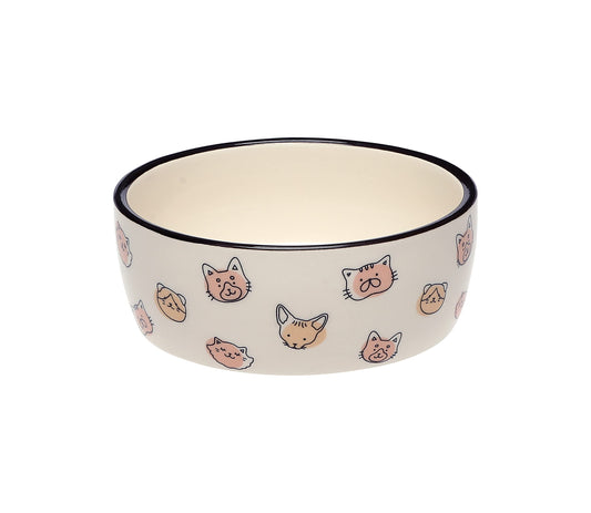 Pearhead Ceramic Cat Bowl, Holds 12 oz, Whisker-Friendly Pet Dish for Food and Water, Cute Cat Face Design