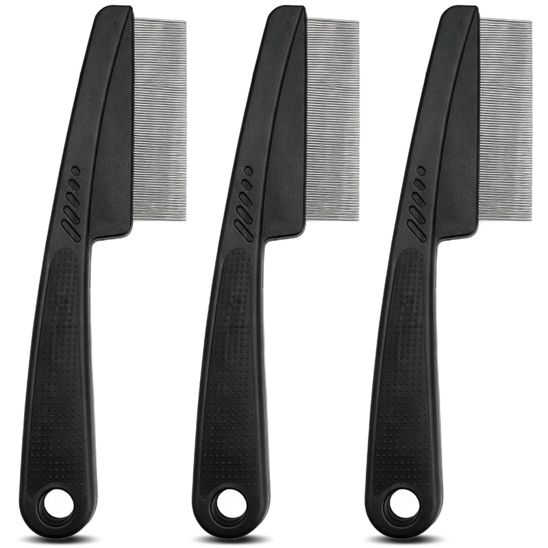 3-Pack Pet Flea Comb for Dogs and Cats, Fine-Tooth Lice and Flea Grooming Comb with Stainless Steel Pins and Ergonomic Non-Slip Handle