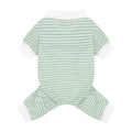Paiaite Green Striped Dog Pajamas: 4-Legged Cotton Stretchable Jumpsuit Pjs - Lightweight Cozy Puppy Onesie Clothes, Comfortable Pet Sleepwear for Hair Shedding Coverage XS