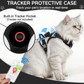 Cat Harness and Leash Set with Holder Compatible with AirTag, Upgraded Escape Proof Adjustable Vest Lead for Large Cat Small Dog Walking, Soft Breathable Mesh Jacket with Reflective Strips, Black, L