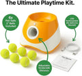 TOSCARA Dog Ball Thrower – Automatic Interactive Pet Tennis Ball Launcher with 6 Balls, USB Charging & Multiple Distance Settings Indoor & Outdoor Training & Play Toy for Small & Medium Dogs (Yellow)