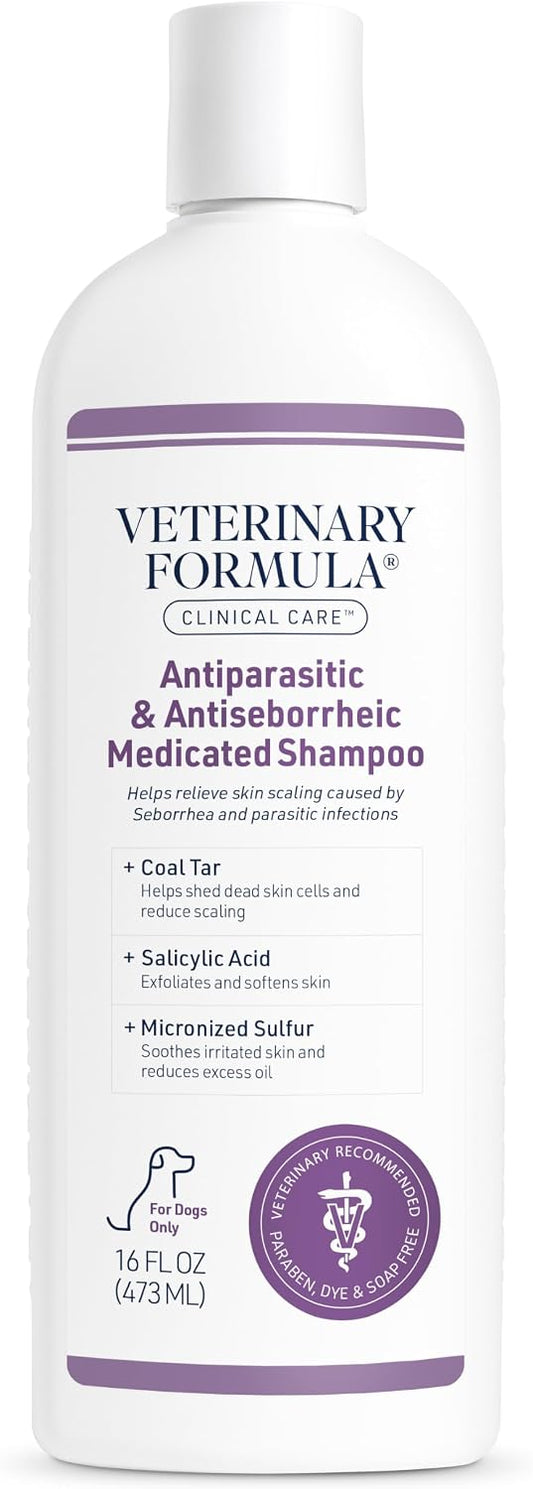 Veterinary Formula Clinical Care – Antiparasitic & Antiseborrheic Medicated Dog Shampoo – Supports Dry, Irritated Skin and Helps Soothe Occasional Itchy Spots – 16 oz