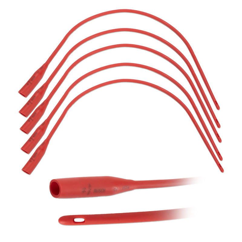 5 Pack, Pet Feeding Tube with Funnel End, Pet Nursing, 14 FR, 16” Length, Red Rubber Feeding Tube with Smooth Tip, Non-Sterile