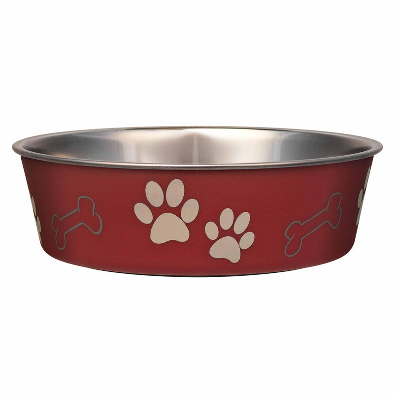 Loving Pets Bella Dog Bowls- Stainless Steel Dog & Cat Bowls - Spill Proof Dog Food Bowl, Cat Bowl, Puppy Essentials & Pet Supplies Great for Home & Travel (Medium 20-35 lbs, Merlot)
