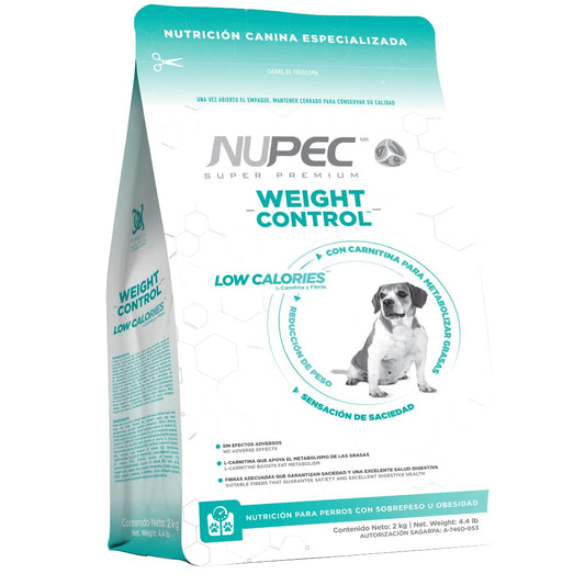 Nupec Food for Dogs, Weight Control, nutrition for overweight or obese dogs, presentation of 2 kg.