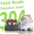AYADA Raised Cat Food Bowl, Stainless Steel Cat Dish for Dry Wet Food Water, Anti Vomiting Elevated with Stand Ergonomic Lifted Slanted Tilted 15 Angle Metal Single Kitty Kitten Pet Bowl (Single)