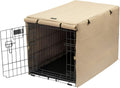 X-ZONE PET Double Door Dog Crate Cover - Polyester Pet Kennel Cover Fits 24 inches Wire Crate，Tan