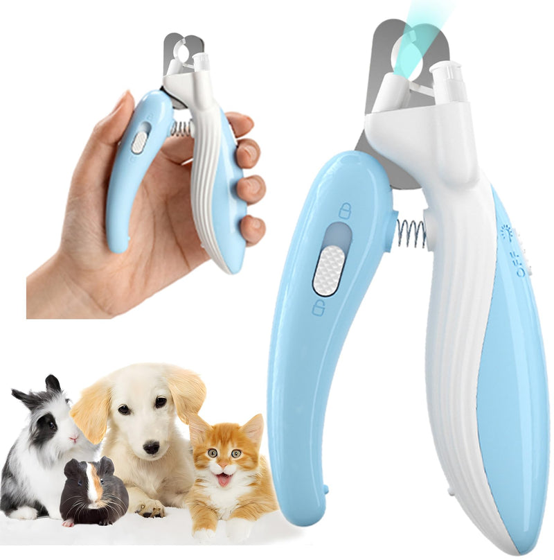 Ginalaia Cat Dog Pet Nail Clippers with Light, Llluminates Cat Dog Nails Or Bloodline, Safety Pet Nail Clipper for Dogs, Cats, Rabbits, Sharp, No Nail Splitting(Blue)