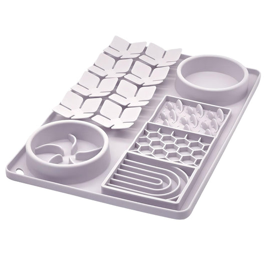Evenco Slow Feeder Bowl, Silicone Lick Mat with Suction Cups for Dog Cat, Snuffle Mat for Pet Smell Training, Puzzle Toys for Bored Puppy, Sniff Mat for Slow Eating and Keep Busy, Lavender Gray