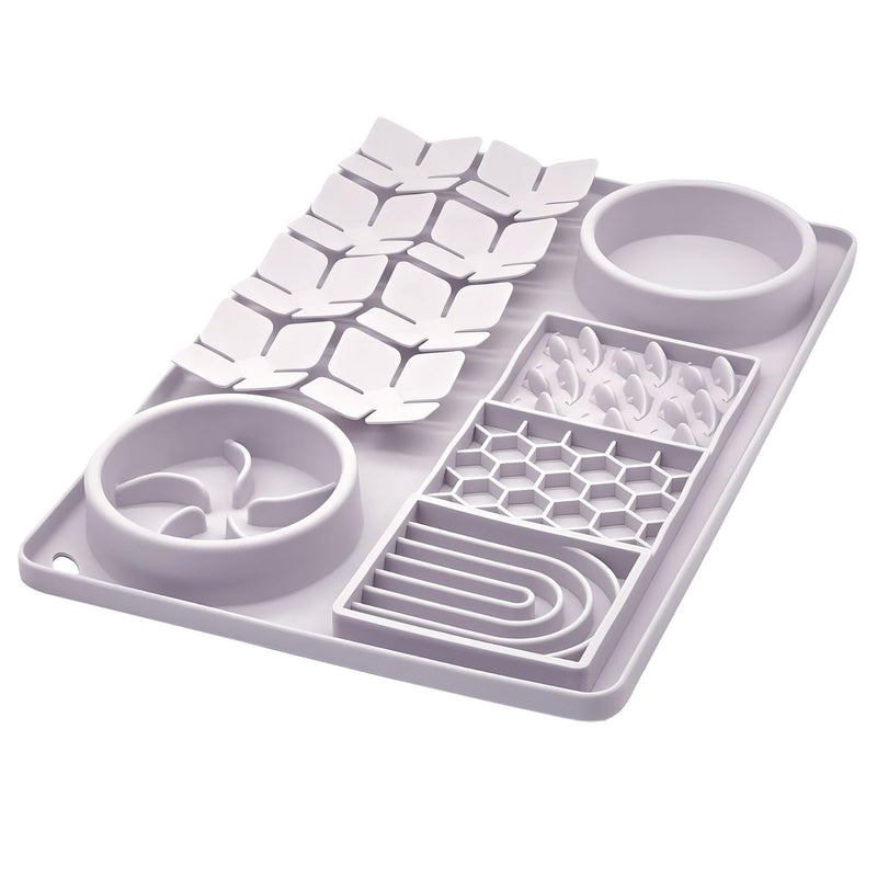 Evenco Slow Feeder Bowl, Silicone Lick Mat with Suction Cups for Dog Cat, Snuffle Mat for Pet Smell Training, Puzzle Toys for Bored Puppy, Sniff Mat for Slow Eating and Keep Busy, Lavender Gray