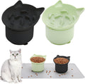 2 Pack Elevated Slow Feeder Cat Bowls Anti Vomit Tilted Raised Cat Bowls