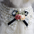 Pet Beautiful Pearl Necklace, Teddy Adjustable Bow Tie with Pearl Dogs Neck Collar Wedding Party Pets Headwear for Pets 