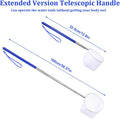 4 Inch Aquarium Net, Fish Net for Fish Tank with 8.6" to 39" Long Extendable Stainless Steel Handle Blue Round Small Aqu