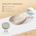Havniva Cat Bowls Elevated 5.6” Ceramic Cat Bowl with Stand Whisker Friendly Shallow Cat Dishes, Cat Food & Water Bowl Set with Two Heights Options, Anti-Slip Raised Cat Food Bowl for Kitten