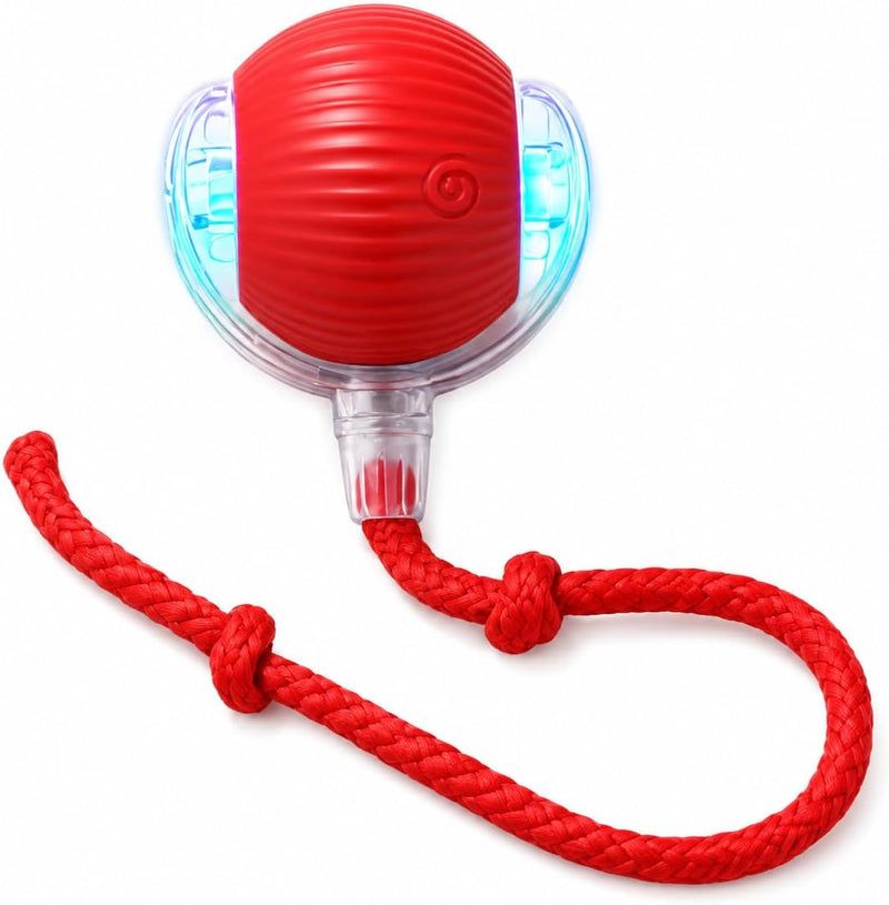 Rcxnm Interactive Cat Ball Toy with String, Interactive Cat Toys Ball Fast Rolling，Red, Bouncing Teaser Wand