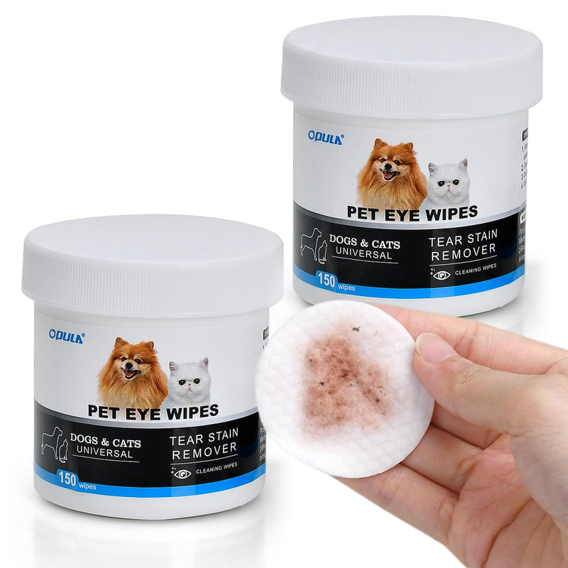 OPULA Dog Eye Wipes Biodegradable, Hypoallergenic Cat Dog Eye Cleaner, Pet Tear Stain Remover Wipes | Wrinkle, Face, Eye Cleaner Pads to Gently Remove Discharge, Crust | Unscented Pet Tear Wipe -300PZ