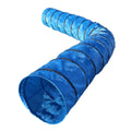Rise8 Studios Dog Agility Tunnel | Pet Training Equipment | Rip and Tear Resistant | Includes Carry Bag and Ground Stakes | Made of 420D Polyester 24” Diameter, 18’ Long (Blue)