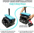 Pooper Scooper, 46" Long Handle Heavy Duty Picker-Upper, Swivel Bin Rake Kit with Bag Attachment, 100 Waste Bags for Sma
