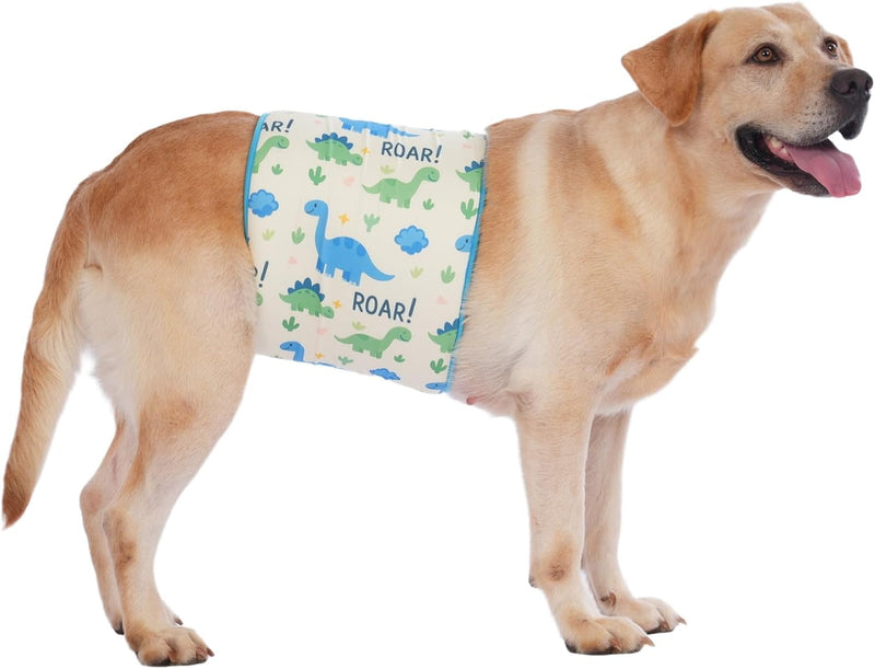 LovinPet Dog Belly Warmer Calming Wrap, Dinosaur Print