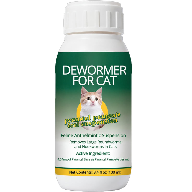 Euphea Pyrantel Pamoate Oral Suspension for Cats & Kittens, Cat Dewormer for Roundworms and Hookworms, 100 mL