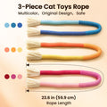 Retro Shaw 3Pcs Cat Chew Ropes with Refillable Natural Catnip, 23.6 Inches Safe Teeth Cleaning Toy for Indoor Kittens Cats, Quiet Interactive Kicker Nip String Toys