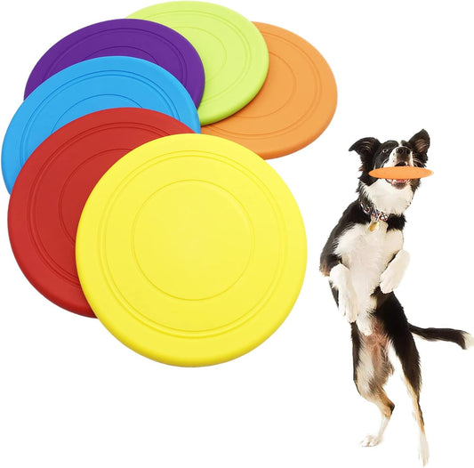 Bvrbaory 6 Pack Dog Flying Discs - Interactive, Soft Floating Saucer for Small, Medium Dogs - Safe on Teeth