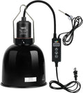 LUCKY HERP Reptile Light Fixture with Dimming Thermostat & Timer, Aluminum 5.5inch Deep Dome Reptile Lamp Fixture, Heat 
