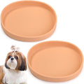 BNOSDM Silicone Dog Bowl 2 PCS Flat Cat Dish Dog Food Plate Orange Pink